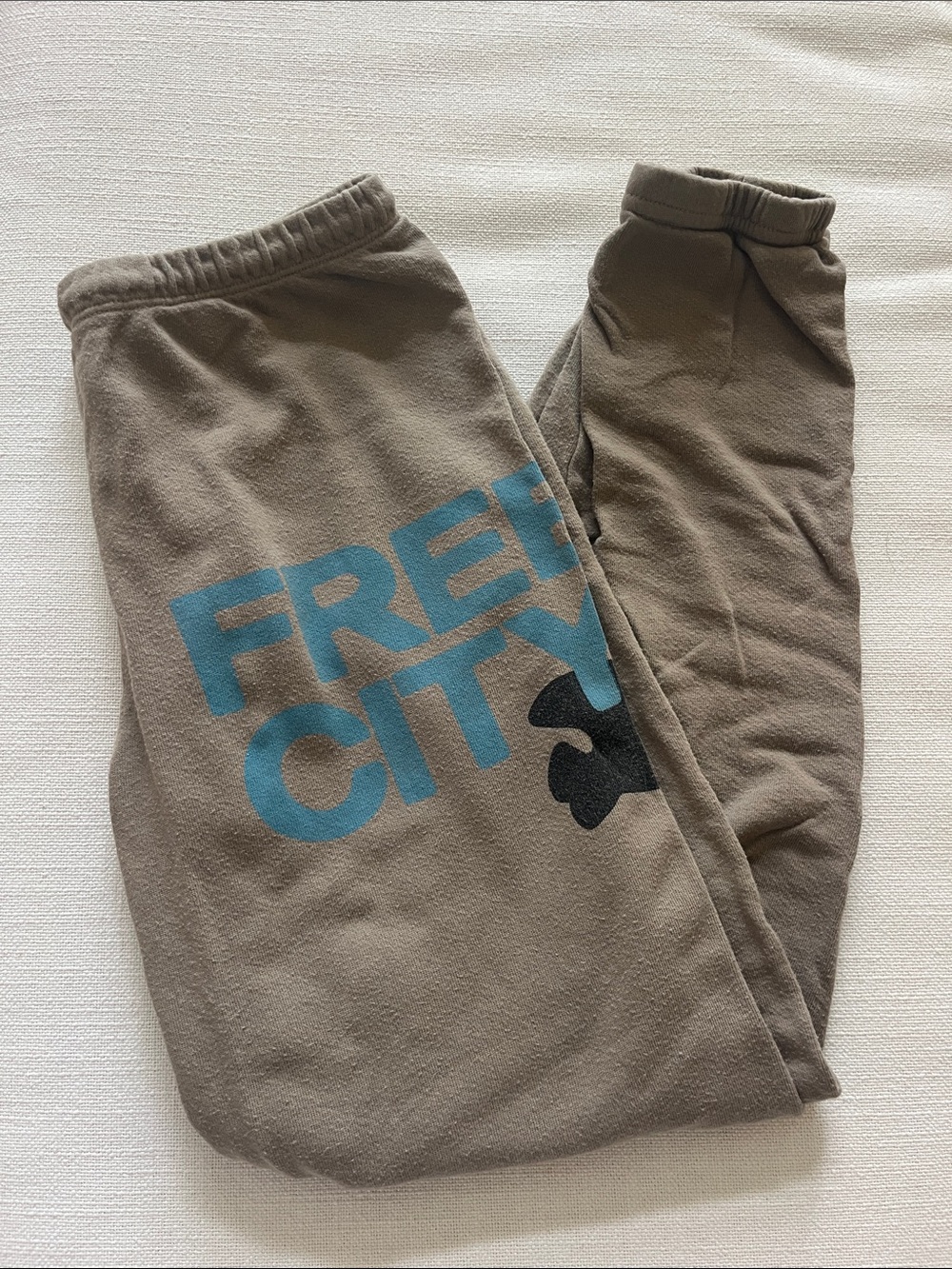 freecity Taupe Joggers with Blue Logo and Black Accent